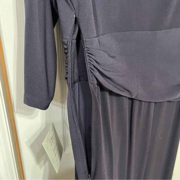 Suzi Chin Maggy Boutique Blue 3/4 Sleeve chiffon Cocktail Dress side zip 12 NWT - Picture 7 of 9